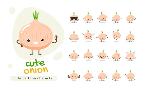 Mascot Set Onion Ilustración Vectorial Aislada — Vector de stock