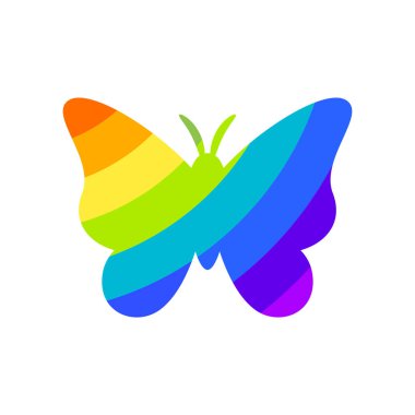 Gökkuşağı Kelebeğinin Soyut İşareti. İzole Vektör İllüstrasyonu.