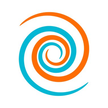 Kasırganın soyut işareti. Turuncu ve mavi. Vektör İllüstrasyonu