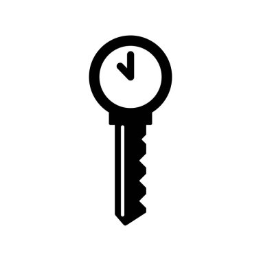 Bir anahtar ve zaman. İzole Vektör İllüstrasyonu