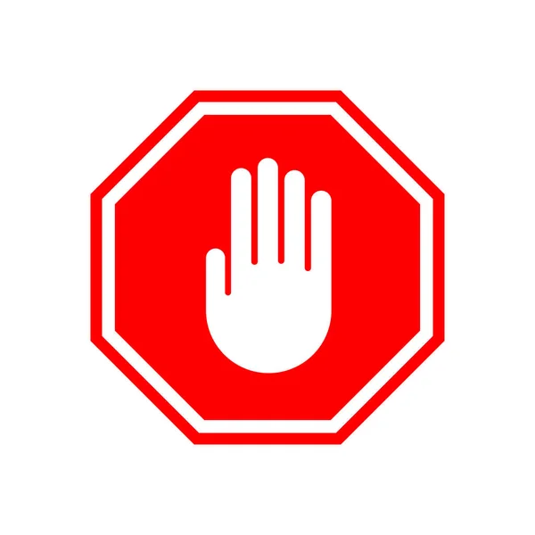 Stopp Warnschild Mit Handsymbol Isolierte Vektorillustration — Stockvektor