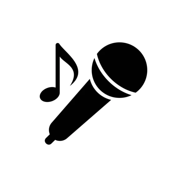 Czarny Znak Mikrofonu Tonu Muzycznego Izolowana Ilustracja Wektora — Wektor stockowy