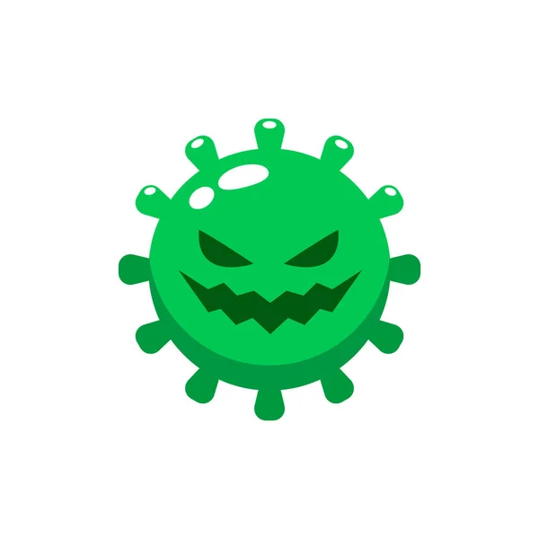 Зеленый Злой Вирус Изолированная Векторная Иллюстрация — стоковый вектор