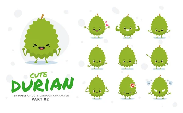 Durian 'ın ikinci karikatür seti. Vektör İllüstrasyonu
