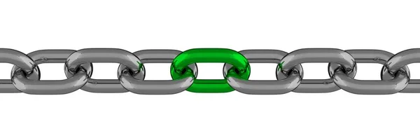 Metal Chain Line With Green Element Isolated