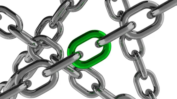 Chain Connection with Green Element — Stock Photo, Image