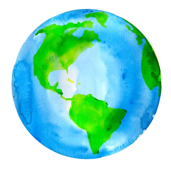 Planeta Tierra Acuarela Pintura —  Fotos de Stock