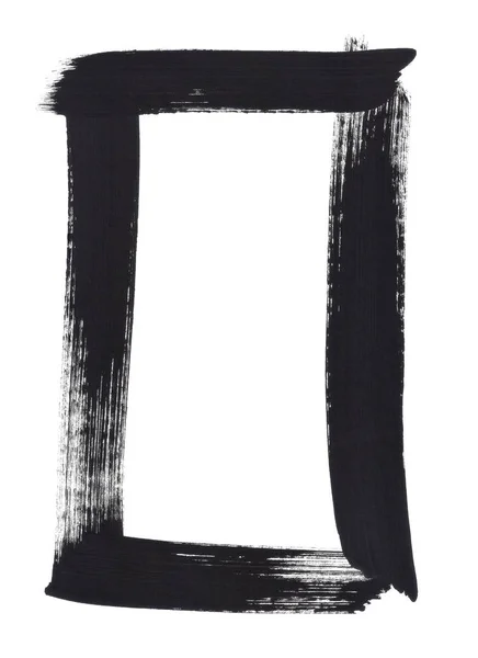 Cadre rectangulaire de peinture à la main noire — Photo