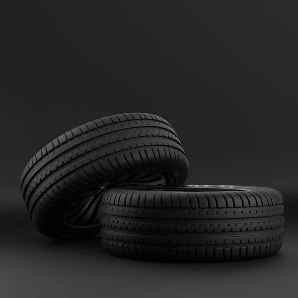 High-quality render of a wheel on a cast car disk, on a uniform background — Stock Photo, Image