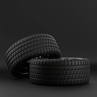 Üniforma arka planında, dökme araba diskinde yüksek kaliteli bir tekerlek oluşturma