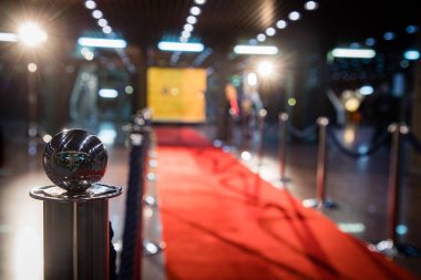 Bariyerler ve kadife halatlar ile kırmızı halı.