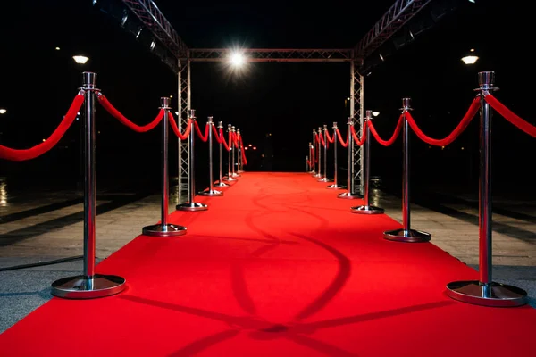 Red Carpet Barriers Red Ropes Stock Photo
