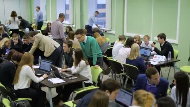 Students taking part in programming contest. — Stock Video