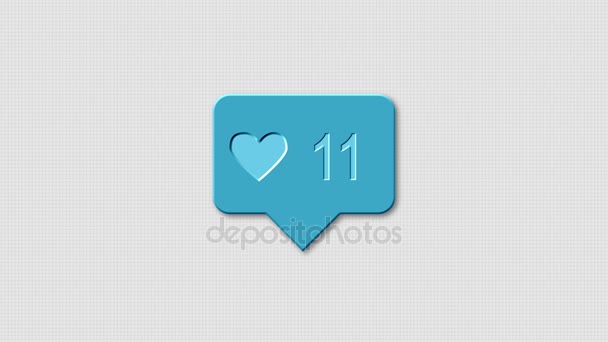 Animation - modern like blue icons set. A successful article, message or photo on the social network collects a lot of likes, comments and reposts. Bloggers win the attention — Stock Video
