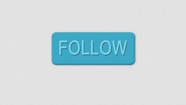 Animation - modern follow blue icons set. Icon buttons follow in the social network. There is a click with the mouse — Stock Video