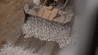 Çakıl şantiye hareket ağır buldozer Üstten Görünüm