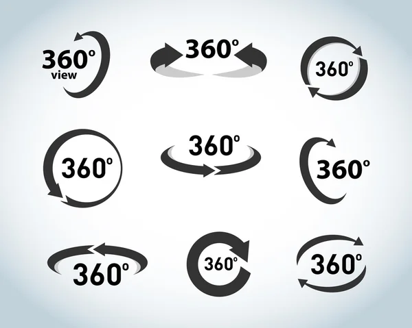 360 Degrees View Icons — Stock Vector