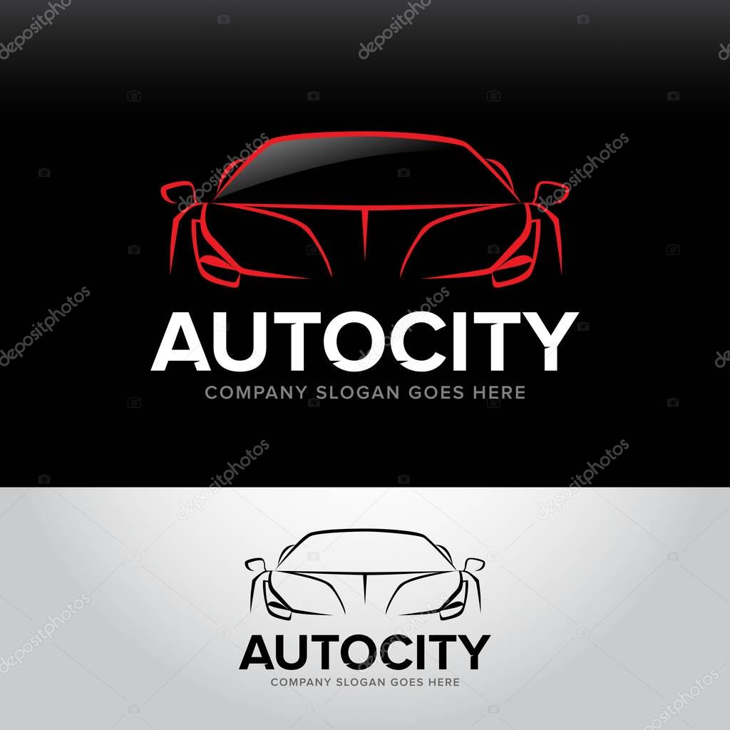 'Autocity' car logotype - car service and repair, vector set. Car logo. Isolated auto theme logo.