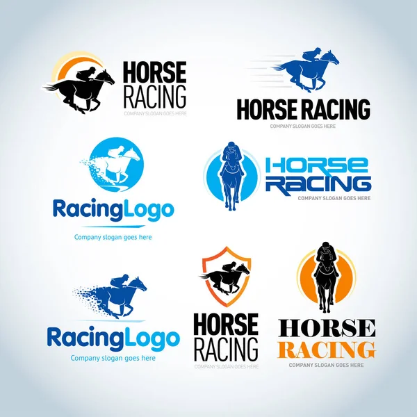 Logotipos de carreras de caballos conjunto — Vector de stock
