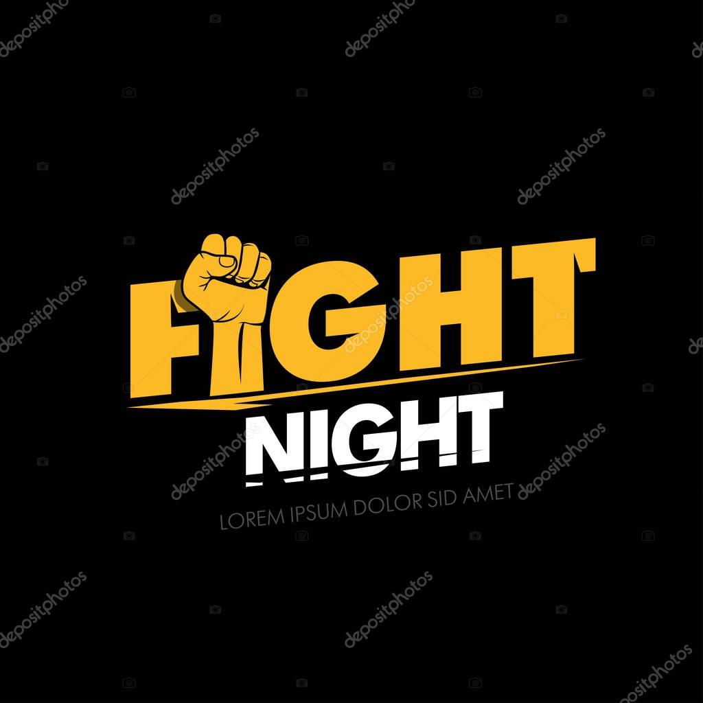 Modern professional fighting poster template logo design with fist. Isolated vector illustration.