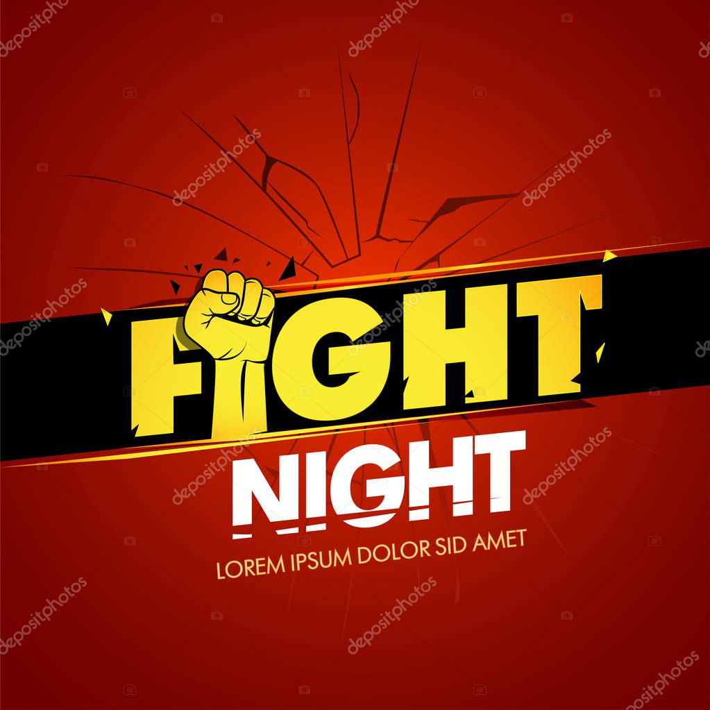 Modern professional fighting poster template logo design with fist. Isolated vector illustration.