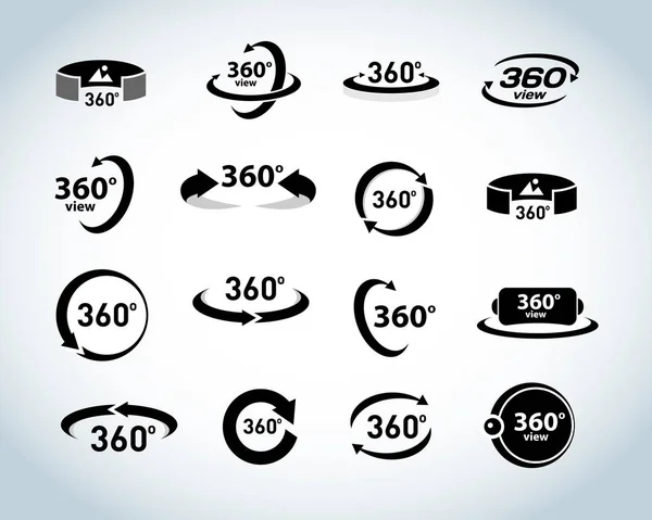 360 Degrees View Icons — Stock Vector