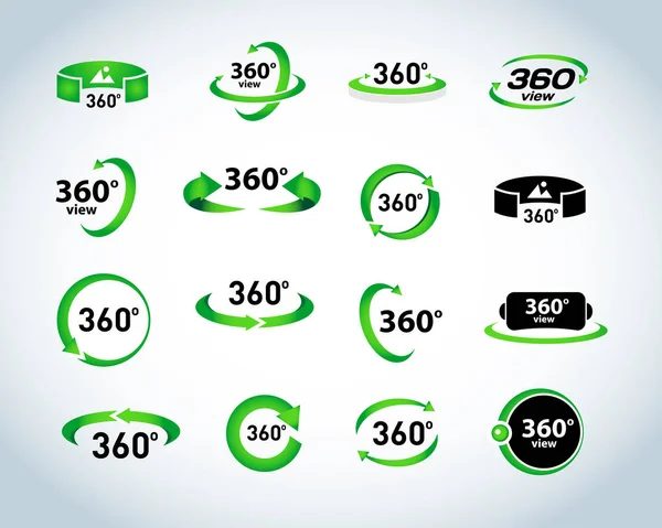 360 grados Ver iconos — Vector de stock