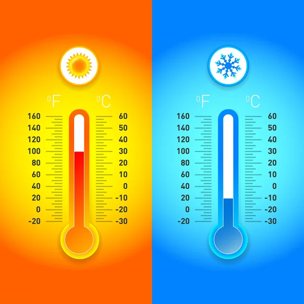 Термометр в гарячій і холодній температурі — стоковий вектор