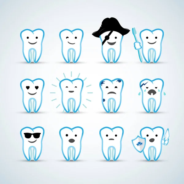 Dientes iconos conjunto — Vector de stock