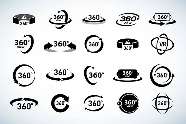 Ikony zobrazení 360 stupňů — Stockový vektor