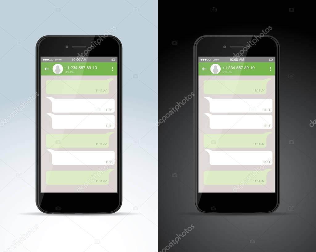 Social network concept. Blank template. Messenger window. 