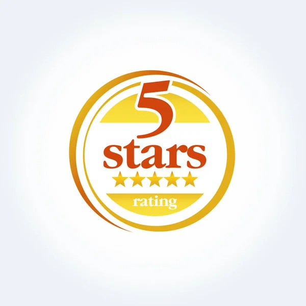 Golden Five estrelas modelo logotipo redondo. Isolado ilustração vetorial — Vetor de Stock