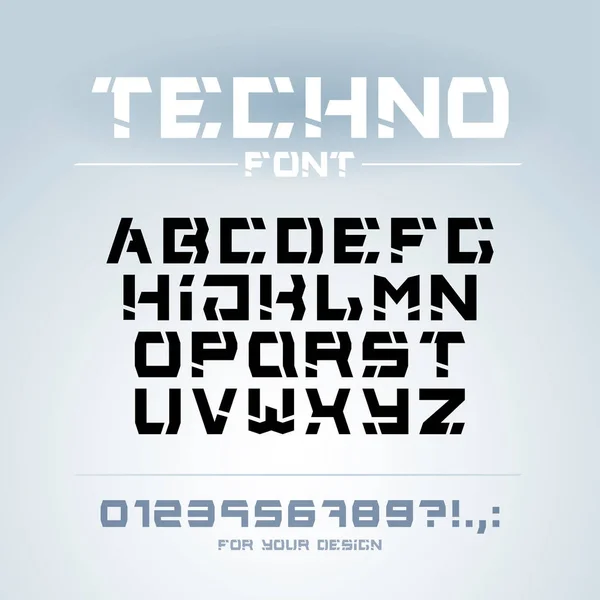 Fonte technologique. Géométrique, sport, futuriste, futur alphabet techno . — Image vectorielle