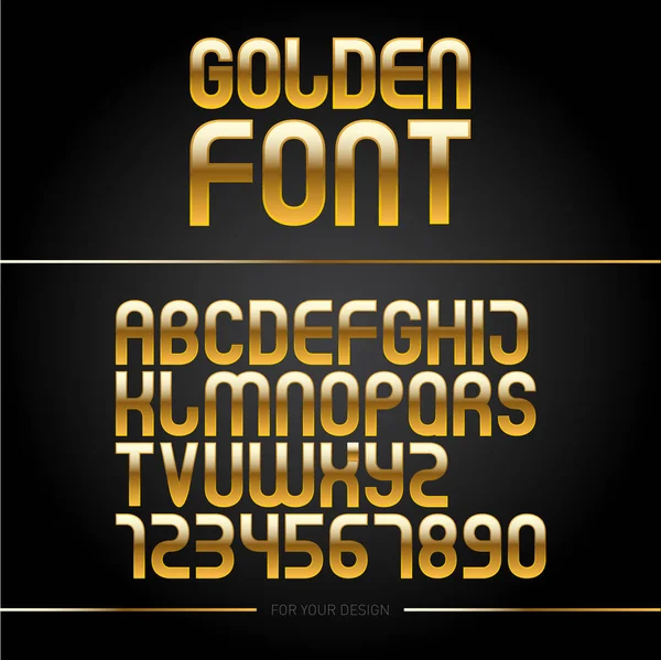 Fonte Vetorial Dourada Brilhante Alfabeto Dourado Tipo Metal Amarelo Metálico — Vetor de Stock
