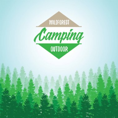 Vintage orman tasarım şablonu. Vektör. 