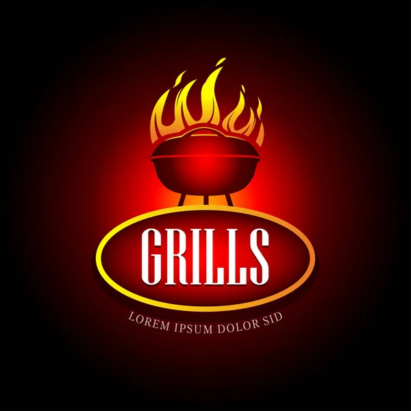 Barbecue Grill Design Element För Logotyp Etikett Badge Och Annan — Stock vektor