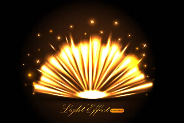 Efecto Gold Light Vector Brillante Luz Brillante Dorada Estallido Brillo — Archivo Imágenes Vectoriales