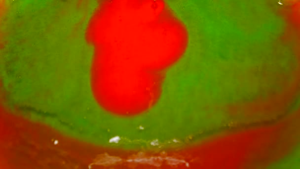 Смешивание Цветов Цветных Акриловых Красок Медленное Движение Фантастическая Поверхность Абстрактная — стоковое видео