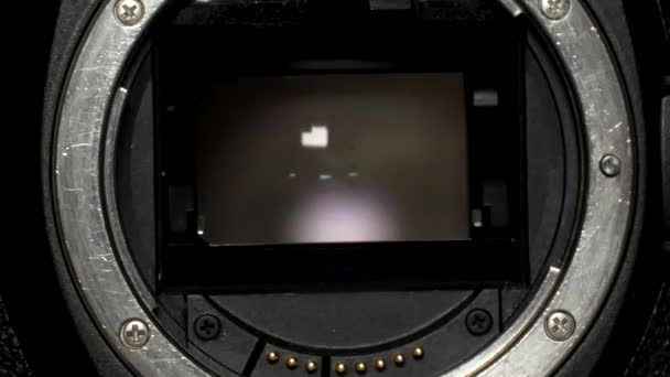 Câmera Obturador Espelho Câmera Obturador Sensor — Vídeo de Stock