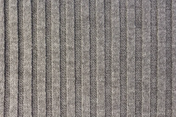 Knitting. Vertical striped gray knit fabric texture, knitted pattern background — Stock Photo, Image