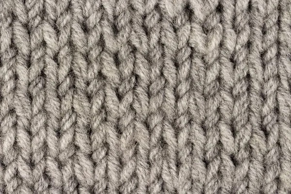 Cinza tricô fundo textura lã. Macro — Fotografia de Stock