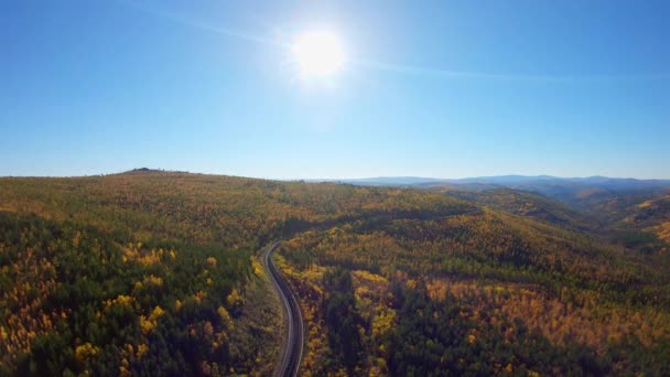 Lasttransport på järnväg. Flygbild — Stockvideo