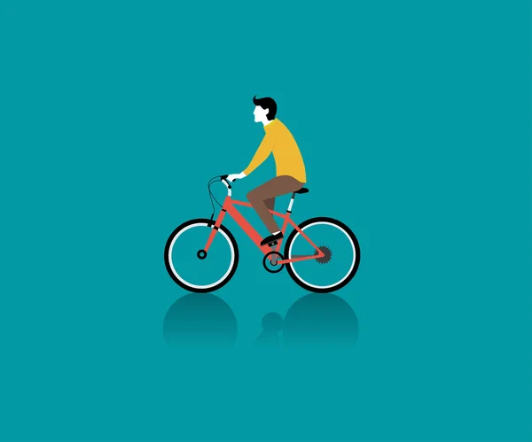 Muž cyklista jede na kole proti obloze pozadí vektor — Stockový vektor