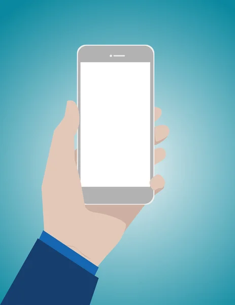  Boş ekran ile mobil akıllı telefon tutan el. Kavram busi