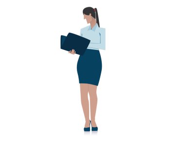 İşkadını holding klasör. Kavram iş illüstrasyon. VEC