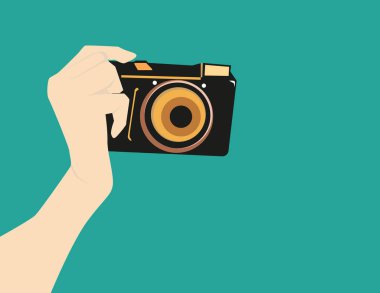 Kameralı cep telefonları. Fotoğraf makinesi retro tarzı. Vektör düz