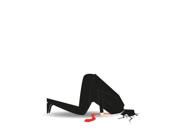 İşadamı kafasını yere saklanıyor. Kavram iş illustra