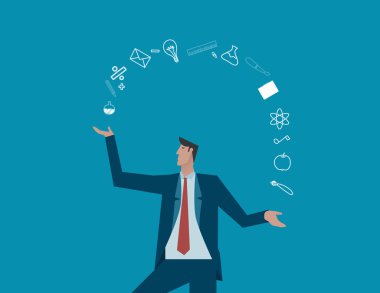 Ekipman eğitim ile hokkabazlık iş adamı. Kavram iş 