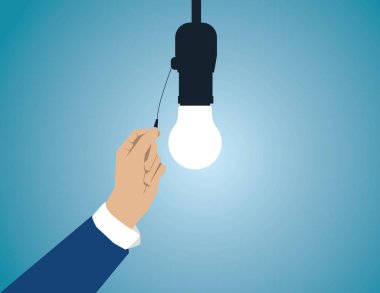 Işığı aç. İş kavramı illüstrasyon. Vektör düz