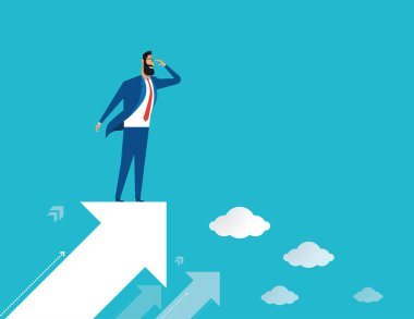 Başarı arıyorum ok üzerinde duran bir iş adamı. İş kavramı 